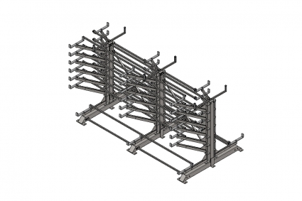 Cantilever rack doublesided up to 42t shelf depth 500